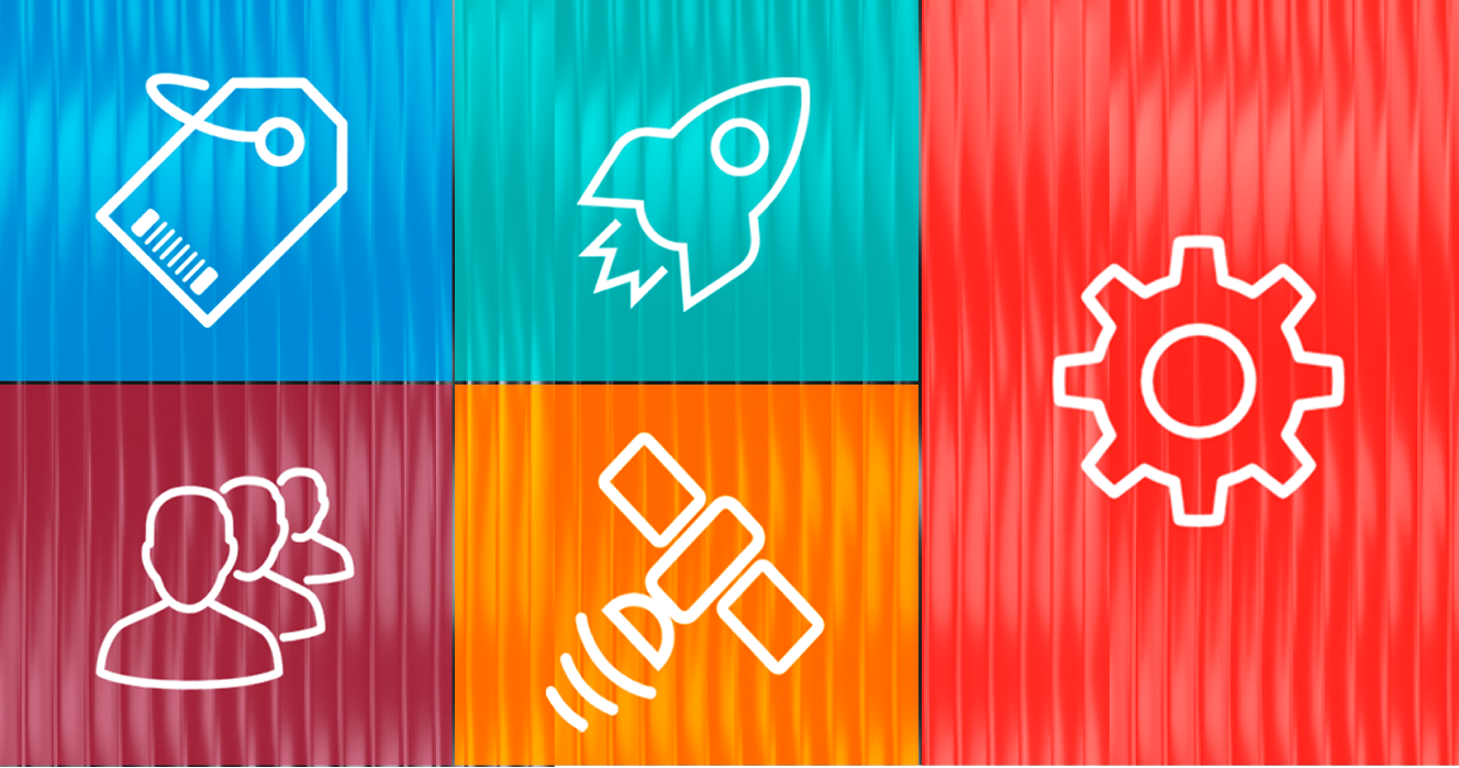 Features grid showing various app marketing capabilities